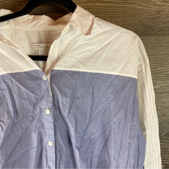 Nordstrom Signature cotton Colorblock button up NWT - Picture 2 of 9